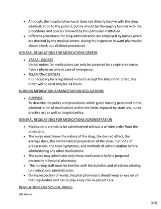 Hospital pharmacy complete notes