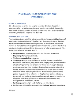 Hospital pharmacy complete notes
