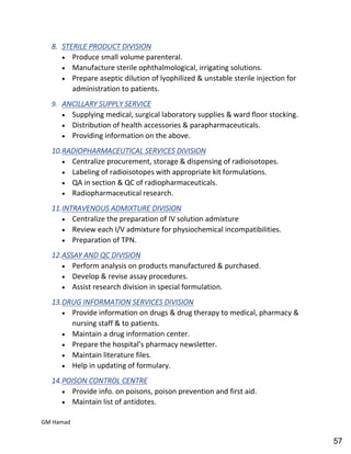 Hospital pharmacy complete notes