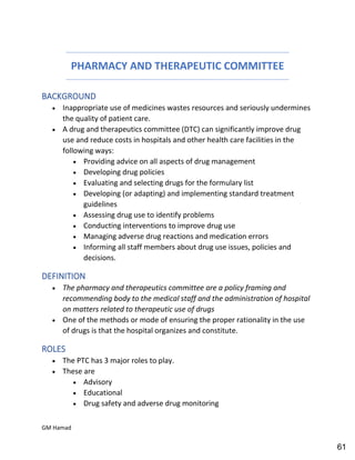 Hospital pharmacy complete notes