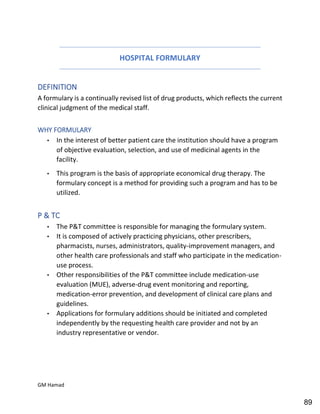 Hospital pharmacy complete notes