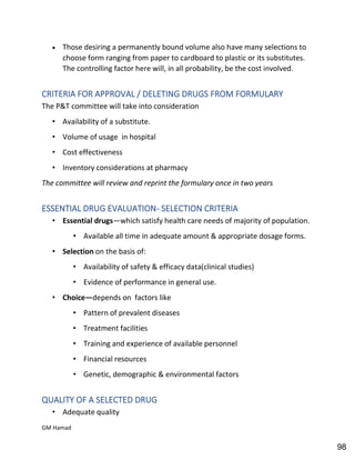 Hospital pharmacy complete notes