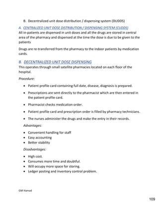 Hospital pharmacy complete notes