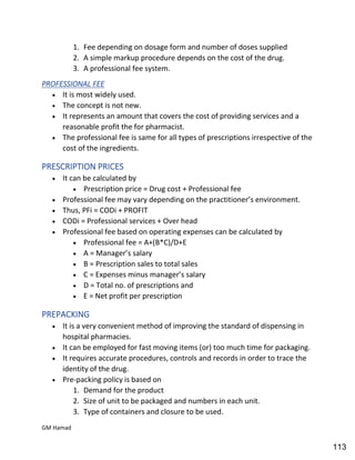 Hospital pharmacy complete notes
