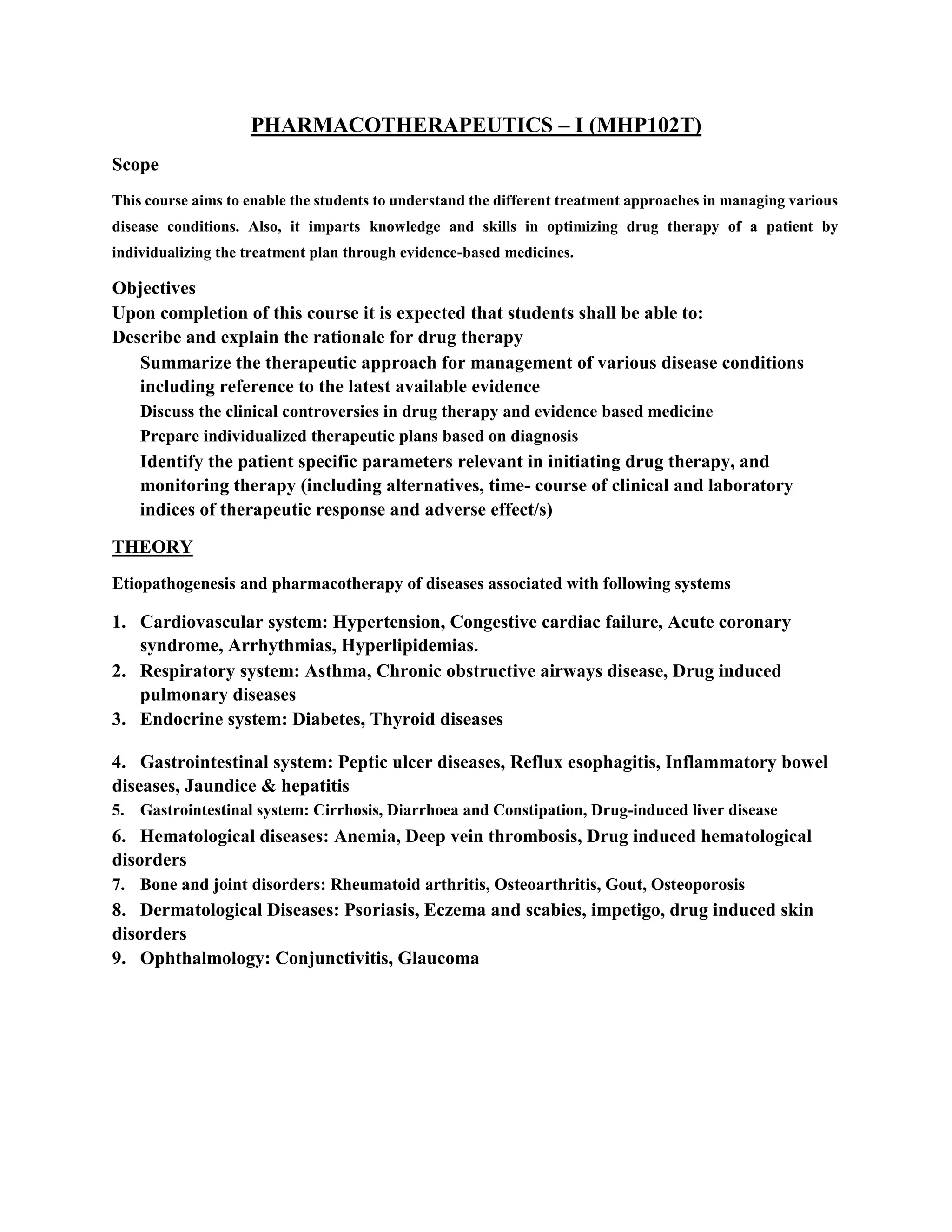 Hospital pharmacy syllabus | PDF