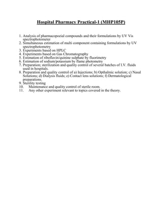 Hospital pharmacy syllabus | PDF