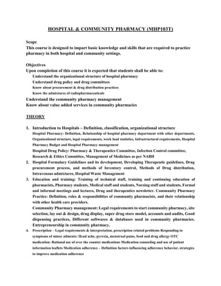 Hospital pharmacy syllabus | PDF