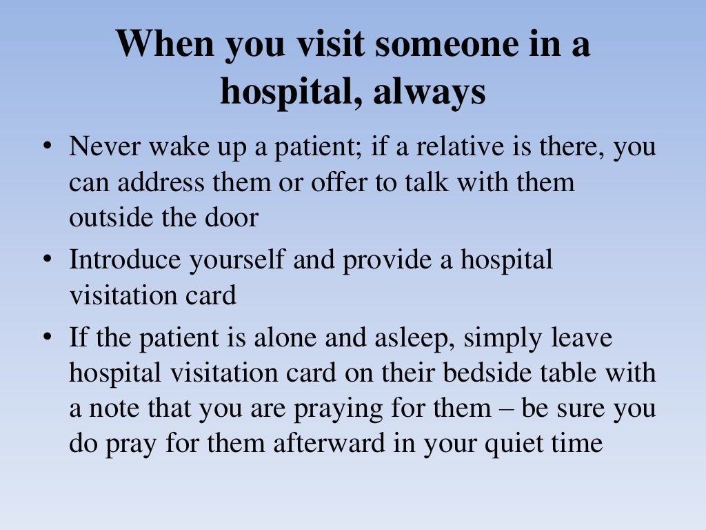 Hospital visitation guidelines