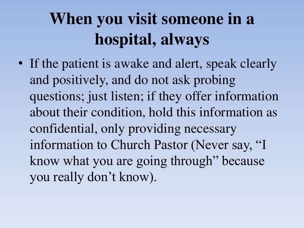 Hospital visitation guidelines