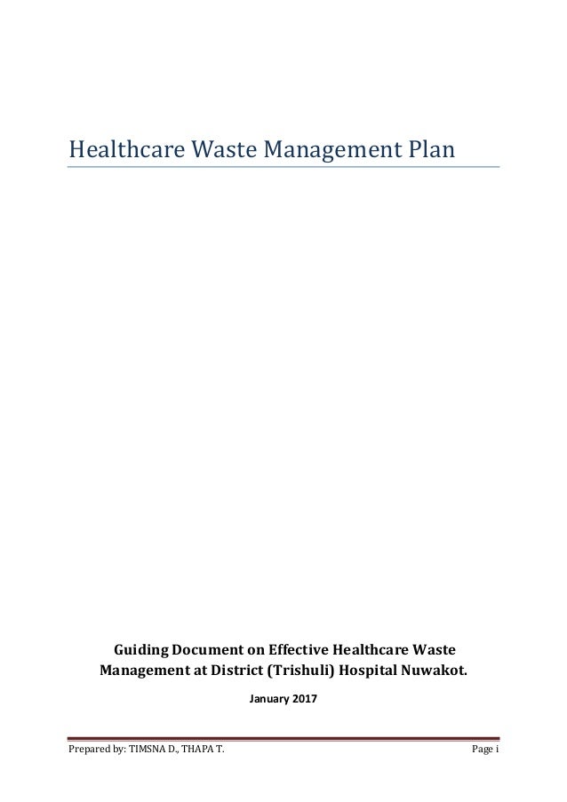 Hospital waste management plan 2016