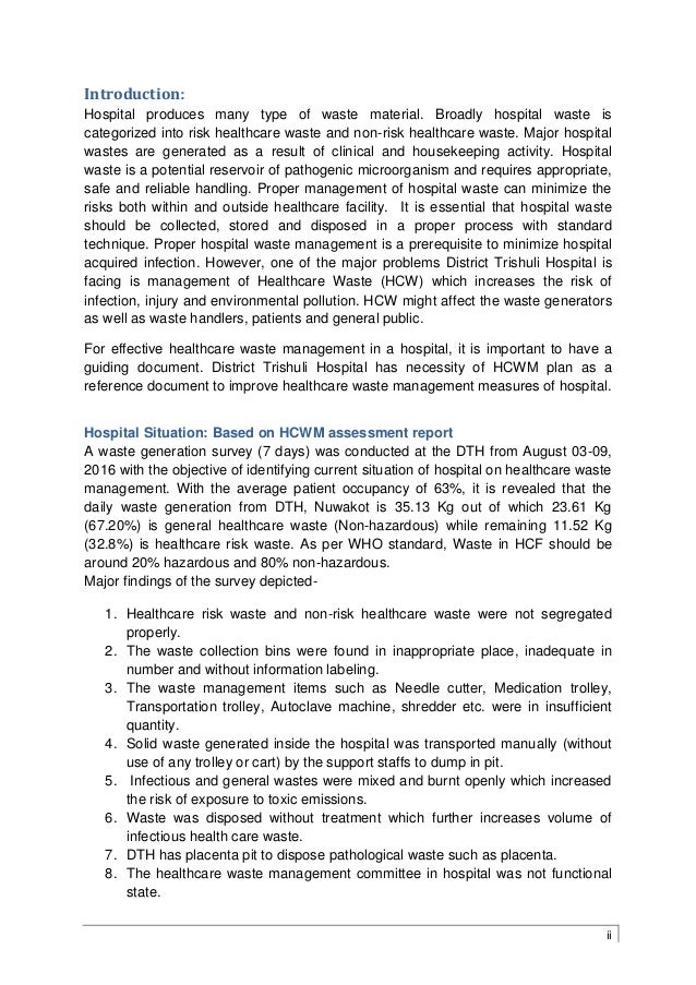 Hospital waste management plan 2016