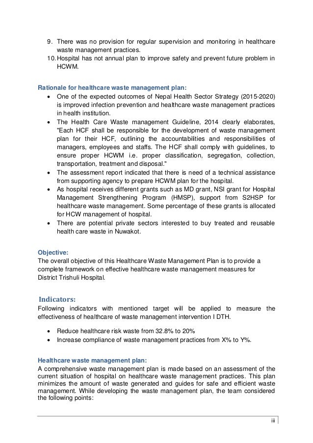 Hospital waste management plan 2016