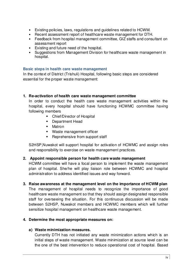 Hospital waste management plan 2016