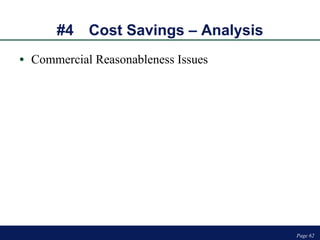#4 Cost Savings – Analysis Commercial Reasonableness Issues Page  