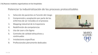 Potenciar la industrialización de los procesos protocolizables
1. Selección de pacientes en función del riesgo
2. Comprens...