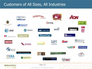 Customers of All Sizes, All Industries




                                  Slide 22
                © Host Analytics, Inc. 2010 Company Confidential
 