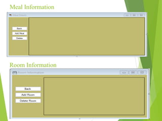 Meal Information
Room Information
 