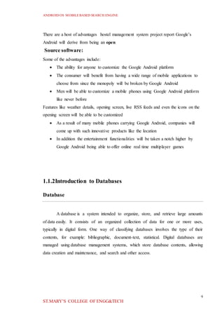 Hostel management system project report | DOCX