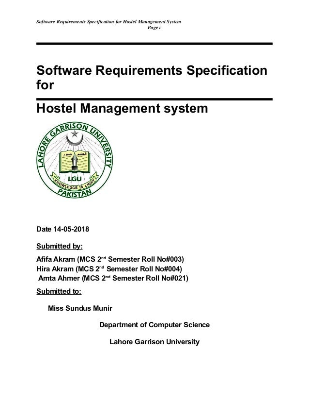 Hostel Management System Srs