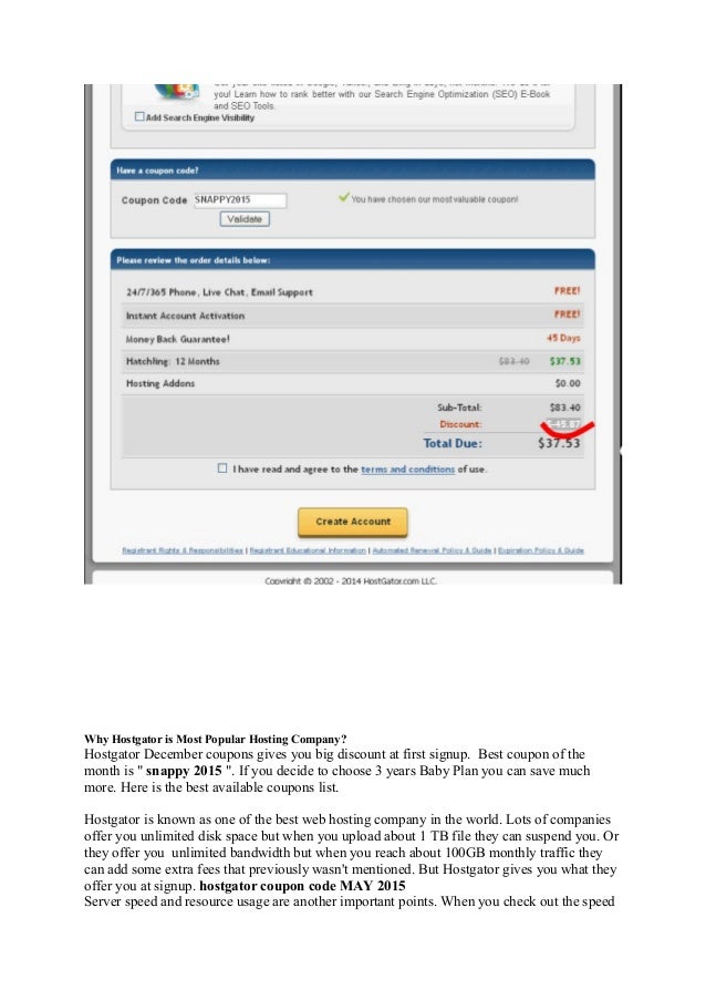 Hostgator discount coupon