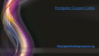 Hostgator Coupon Codes
http://gatorhostingcoupons.org
 