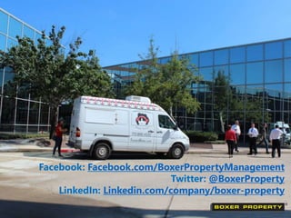 Facebook: Facebook.com/BoxerPropertyManagement 
Twitter: @BoxerProperty 
LinkedIn: Linkedin.com/company/boxer-property 
