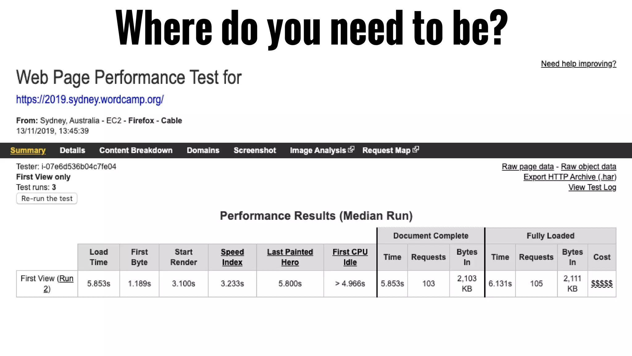 Where do you need to be?
 