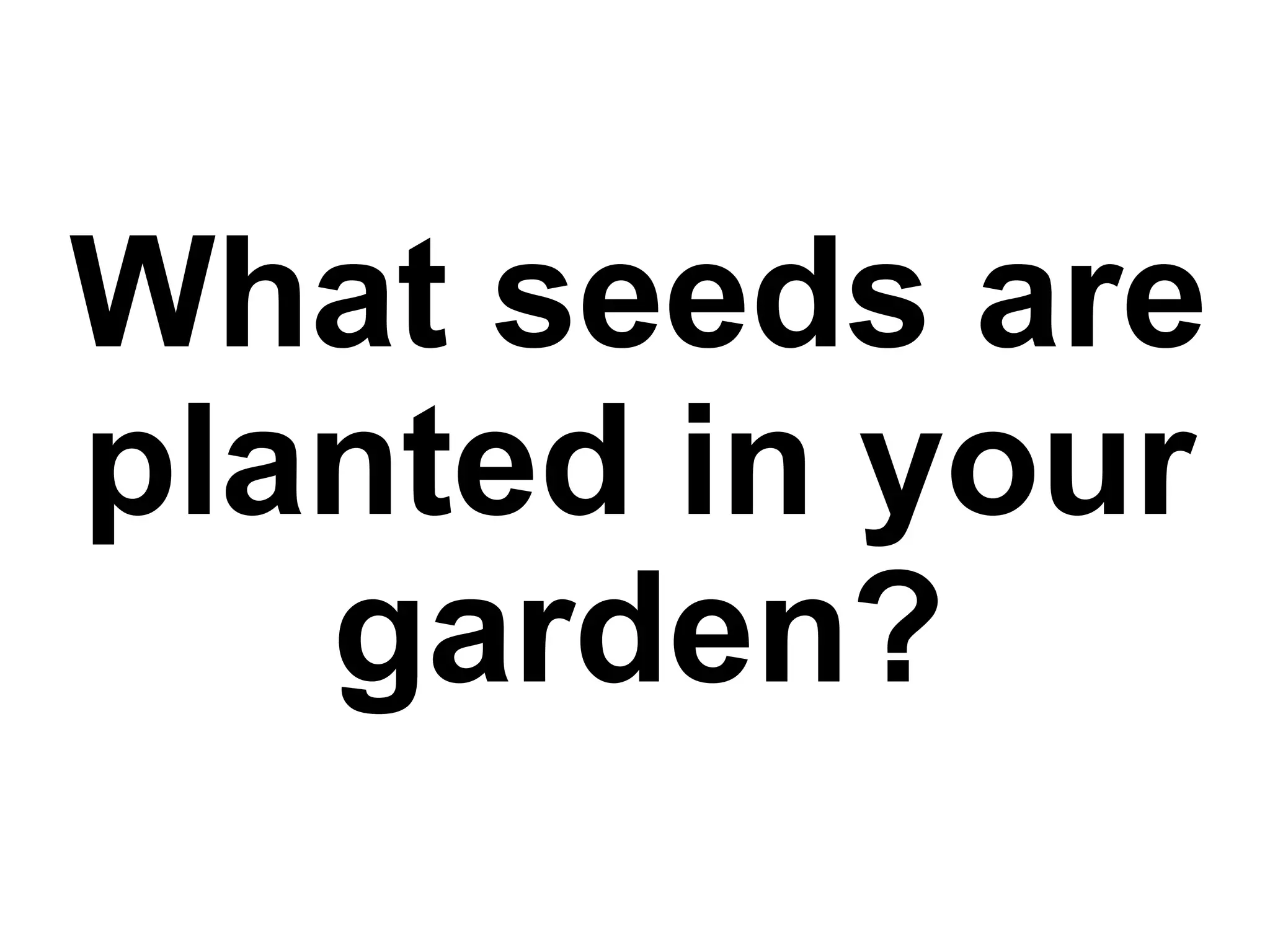 What seeds are
planted in your
garden?
 