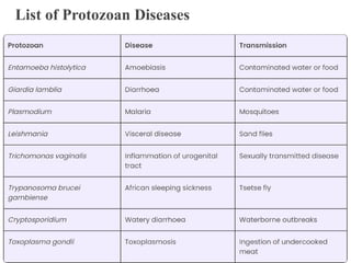 List of Protozoan Diseases
 