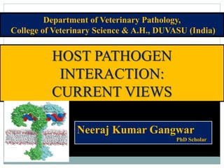 HOST PATHOGEN
INTERACTION:
CURRENT VIEWS
Department of Veterinary Pathology,
College of Veterinary Science & A.H., DUVASU (India)
Neeraj Kumar Gangwar
PhD Scholar
 