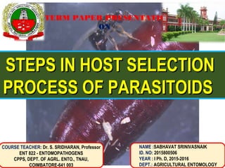 Host selection process by parasitoids -SSNAIK TNAU | PPT | Gardening ...