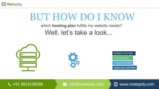 BUT HOW DO I KNOW
which hosting plan fulfills my website needs?
Well, let’s take a look...
7
 