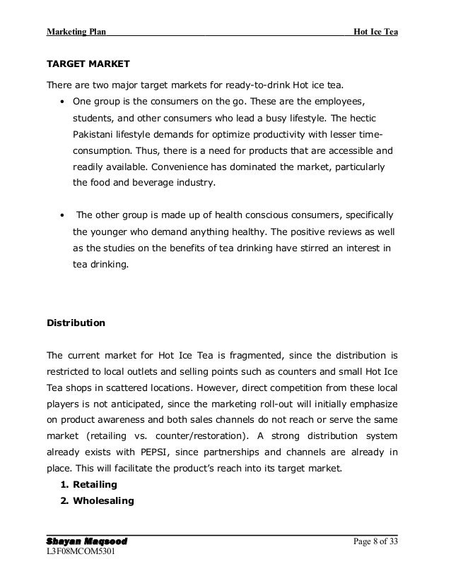 MARKETING PLAN OF HOT ICE TEA BY SHAYAN MAQSOOD