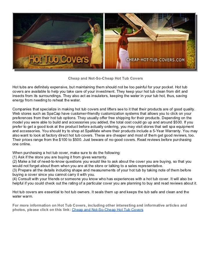 Cheap And Not So Cheap Hot Tub Covers