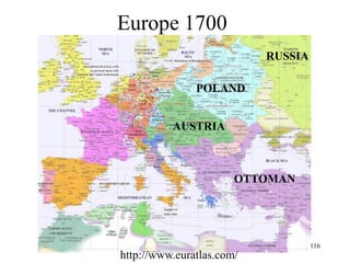 116
The Industrial Revolution
• Transportation revolution
– 1812: Henry Bell starts the first commercial steamboat
service in Glasgow
– 1819: The "Savannah" (New York shipyard of Fickett
& Crockett) completes the first transatlantic crossing
by a steamboat (in 28 days)
– 1820: The first iron steamship, the “Ann Manby”
– 1830: The world’s first commercial railroad opens
(George Stephenson’s Liverpool-Manchester)
– 1838: Regular transatlantic ship service begins
The Savannah
 
