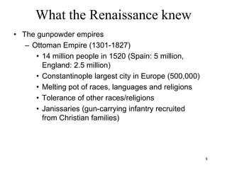 88
Europe in the Middle Ages
• Political revolution (feudalism)
• Religious revolution (monasticism)
• Commercial revolution (communes, city states)
• Agricultural revolution (manors)
• Educational revolution (monasteries,
universities)
• Technological revolution (machines)
• Military revolution (gunpowder)
• Engineering/artistic revolution (cathedrals)
 