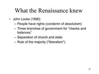 85
What the Rinascimento knew
• Firenze 1420-1450
– Brunelleschi
• Dome for the cathedral (1418-38)
 