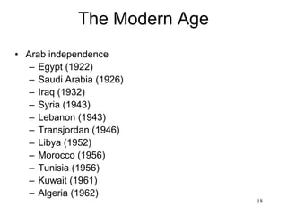 18
Looking back...
• Why the West?
– The role of political chaos/ Peaks of intellectual
exuberance
• Sumerian city-states before Assyrian unification
• China’s Warring States age
• Greek city-states before Alexander unification
• Indian kingdoms before and after the Gupta
empire
• Italian city-states of the Renaissance
• Britain of the Thirty Years' War, Commonwealth
and Revolution: scientific revolution
• Europe of the Seven-years War and of
Napoleon: industrial revolution
• Russia between Pugachev and Rasputin
 