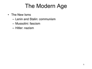 8
Looking back...
• Why the West?
– Roman law is rational, capitalists can predict
what happens
– China and Islam continue to have arbitrary
unpredictable laws that partly derive from
moral values and partly from arbitrary rulers
– West: medieval system of arbitrary
expropriation by the lord replaced by Magna
Charta (also by smugglers and piracy)
 
