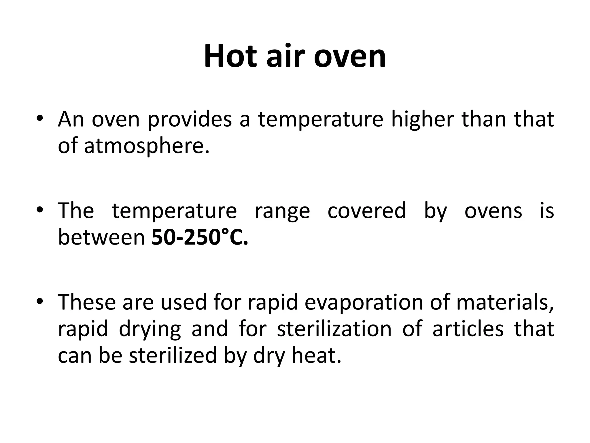 Hot air oven instrument