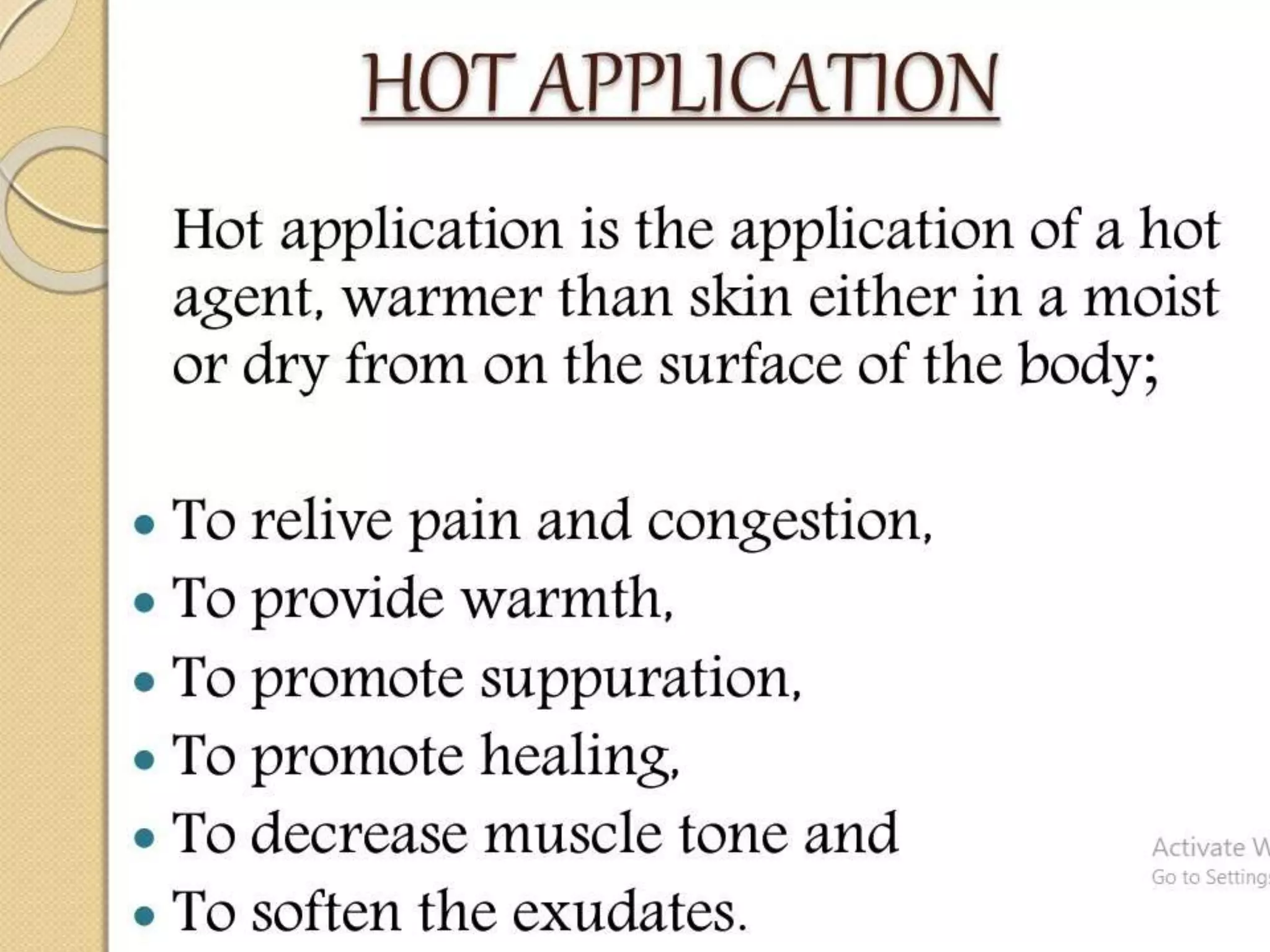 Hot and cold application