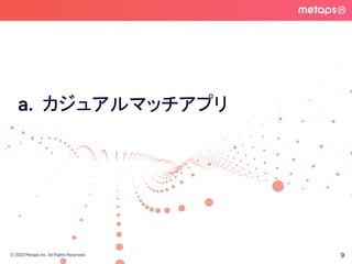 © 2020 Metaps Inc. All Rights Reserved.
a. カジュアルマッチアプリ
9
 