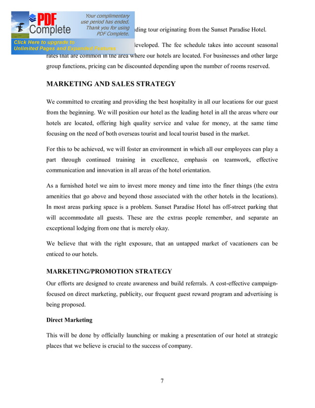 Hotel businessplansample