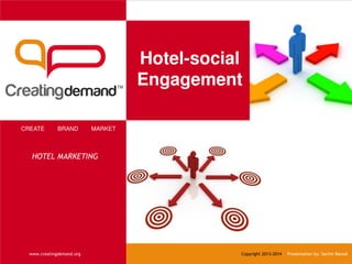 Hotel-social
Engagement
CREATE BRAND MARKET
www.creatingdemand.org Copyright 2013-2014 Presentation by: Sachin Bansal
HOTEL MARKETING
 