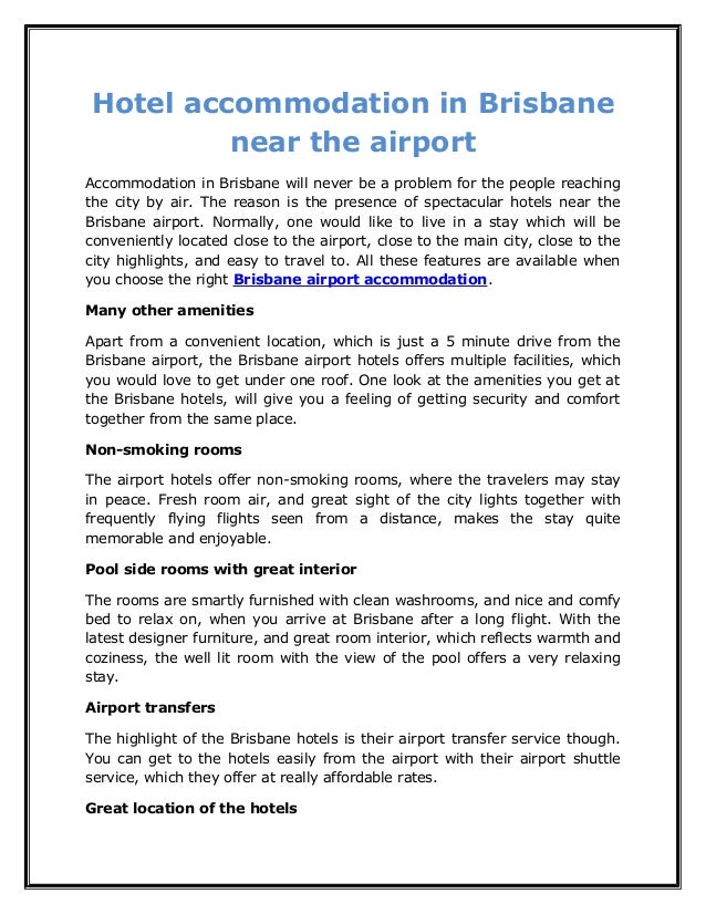 Hotel in brisbane near the airport