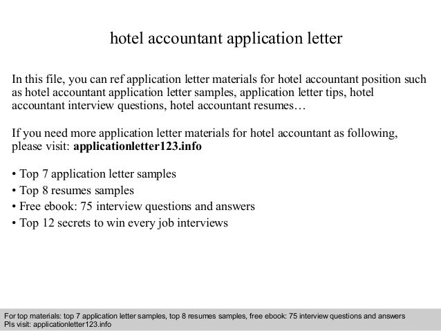 Hotel Accountant Application Letter