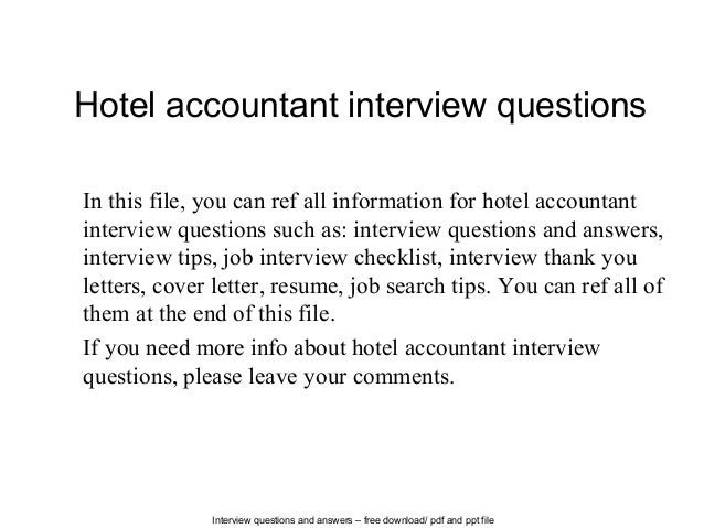 Hotel Accountant Interview Questions