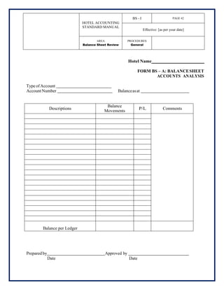 Hotel Accounting Standard Manual | PDF