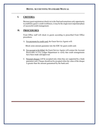 Hotel Accounting Standard Manual | PDF