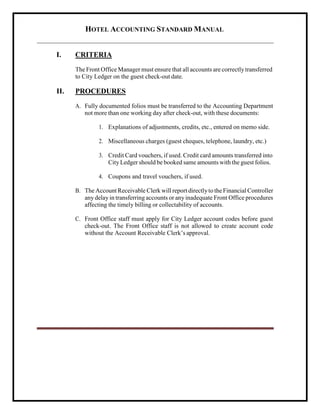 Hotel Accounting Standard Manual | PDF